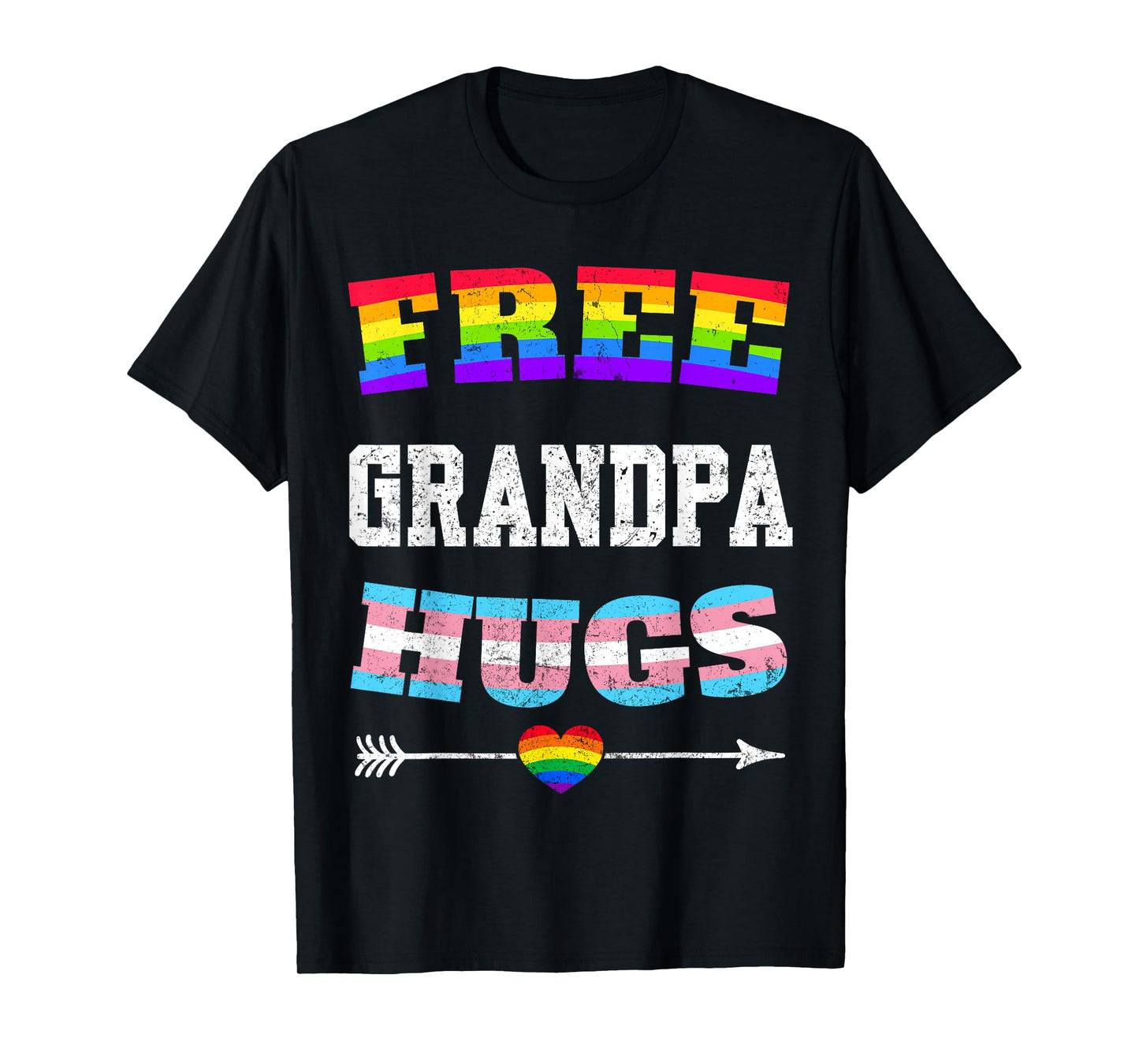 Free Grandpa Hugs, LGBT Gay Lesbian Pride Month Rainbow Flag T-Shirt