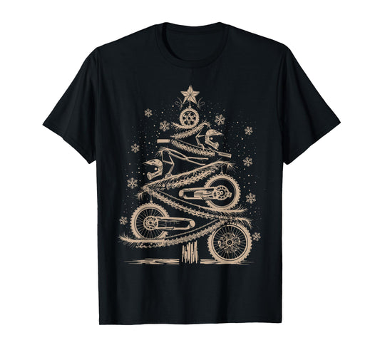 Funny Xmas Motocross Lover Dirt Bike Christmas Tree T-Shirt