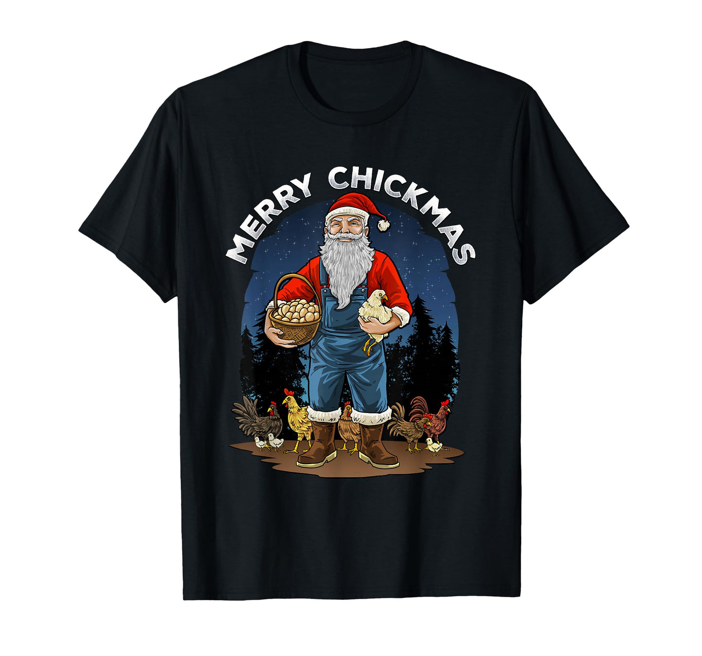 Merry Chickmas Chicken Funny Farmer Farming Christmas Santa T-Shirt
