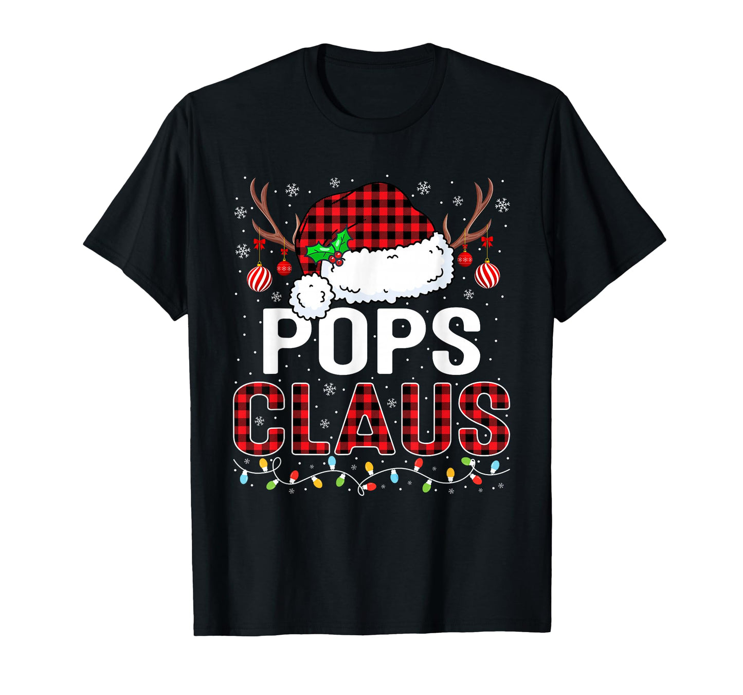 Christmas Lights Pops Claus Family Matching Xmas Pajama T-Shirt