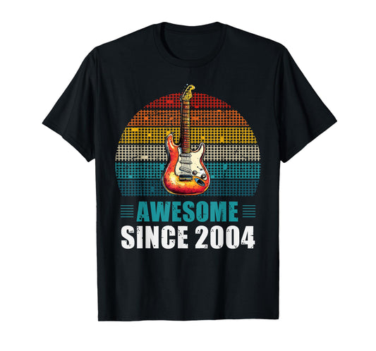 Awesome Since 2004 Retro Vintage 21st Birthday Guitar Lover T-Shirt