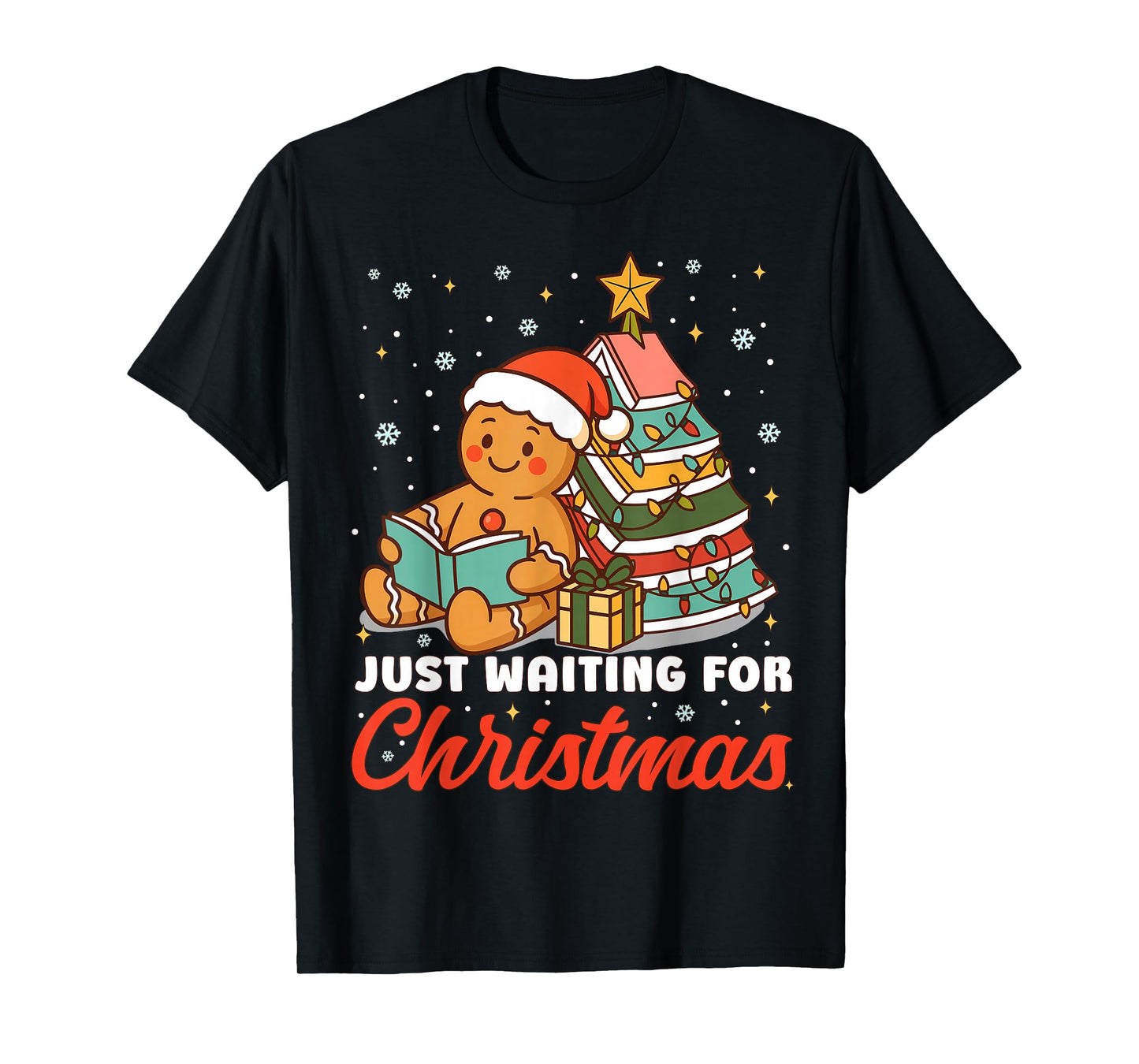 Just Waiting for Christmas Gingerbread Christmas Book Kids T-Shirt