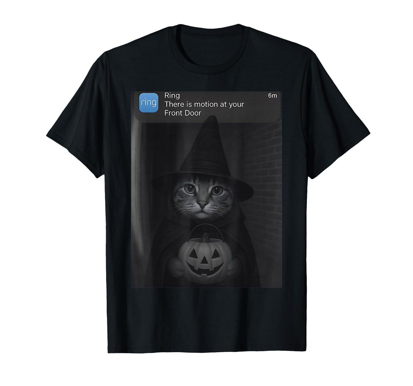 Ring There is Motion at Your Front Door Halloween Cat Witch T-Shirt