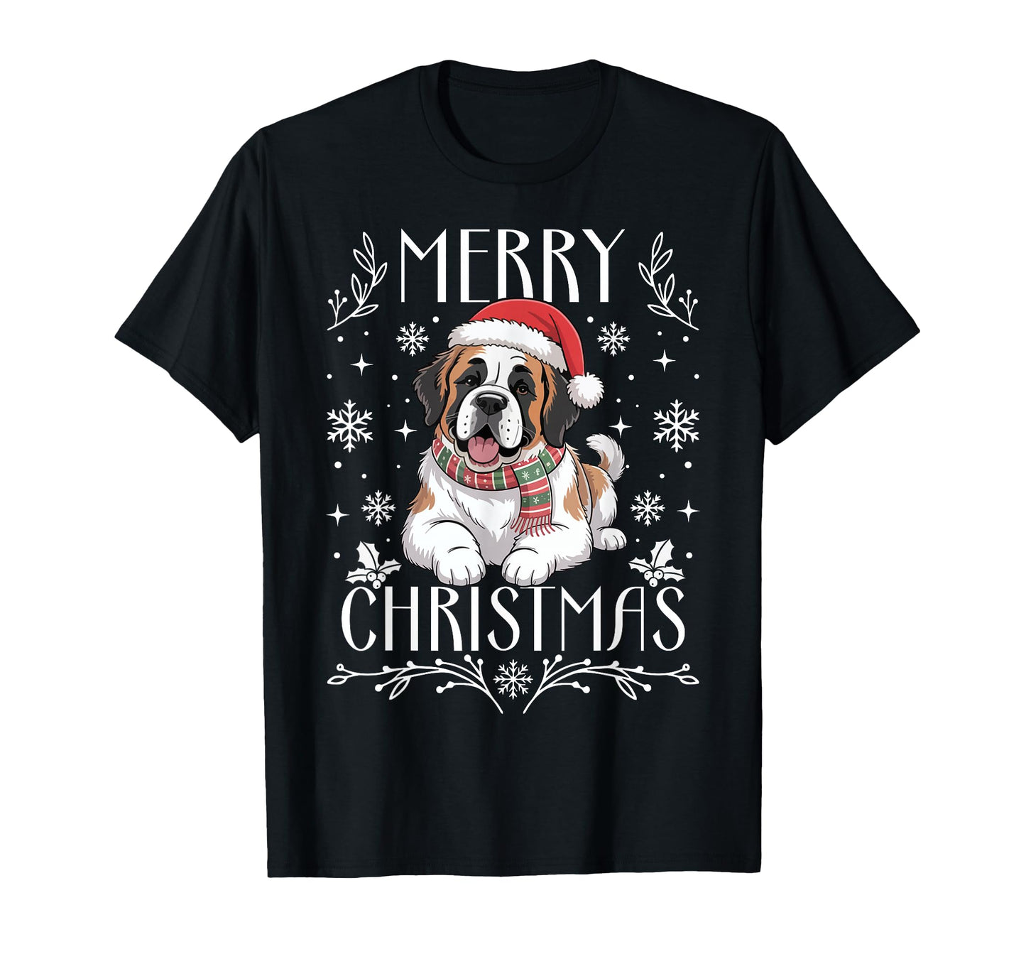 St Bernard Dog Merry Christmas Funny Ugly Christmas T-Shirt