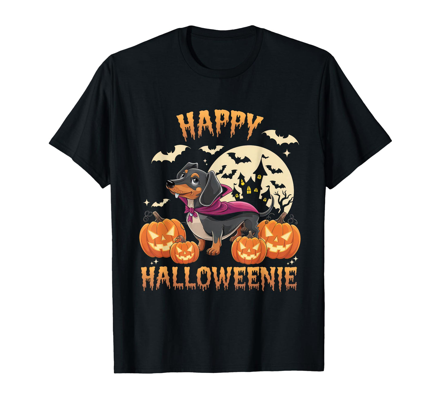 Happy Halloweenie Tshirt Women Men Wiener Monster Party T-Shirt