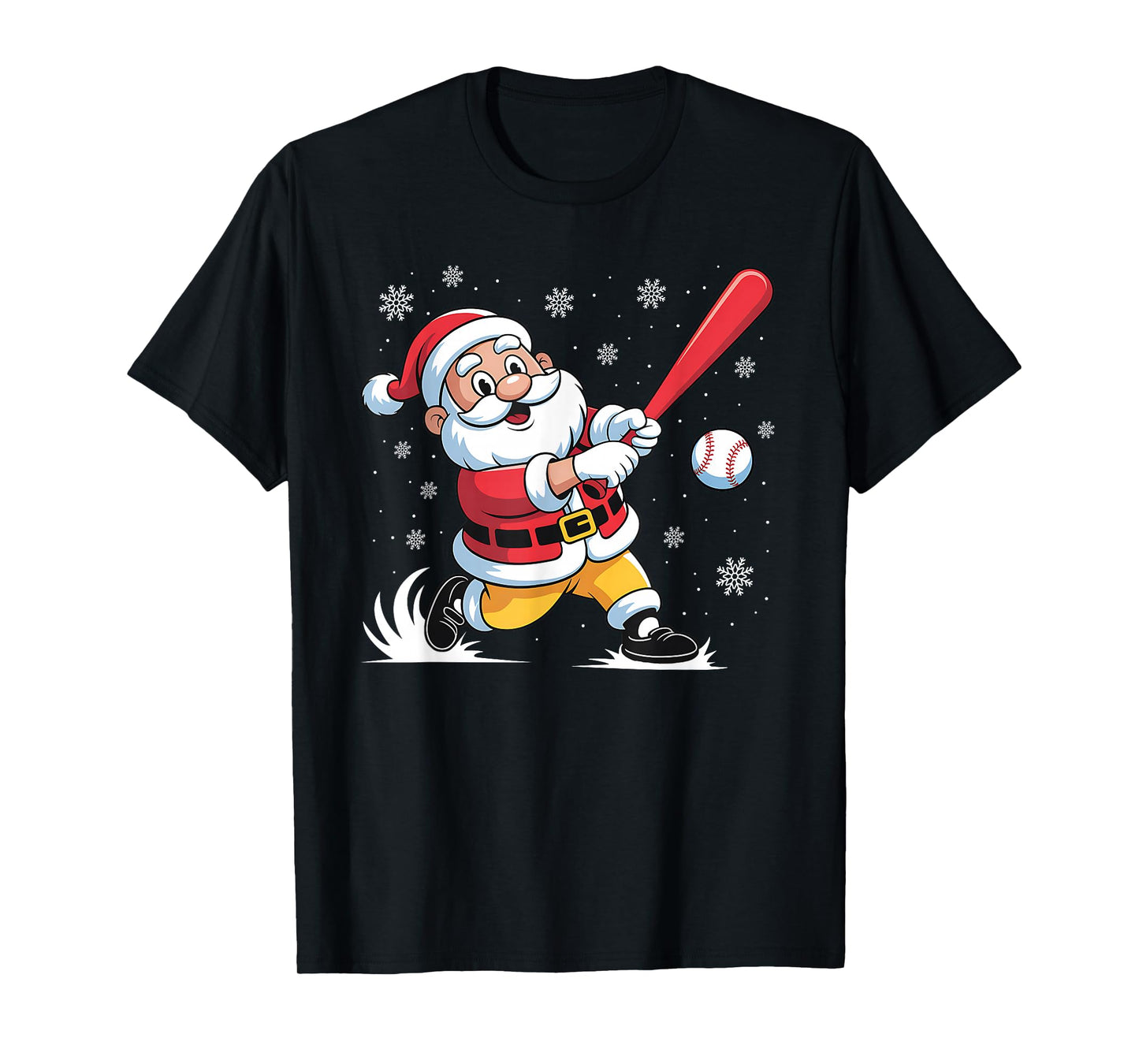 Santa Playing Baseball Christmas Baseball Player Boys Men T-Shirt