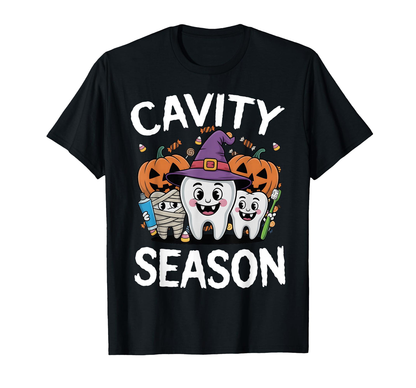 Cavity Season Tooth Crew Dental Hygienist Halloween Costume T-Shirt