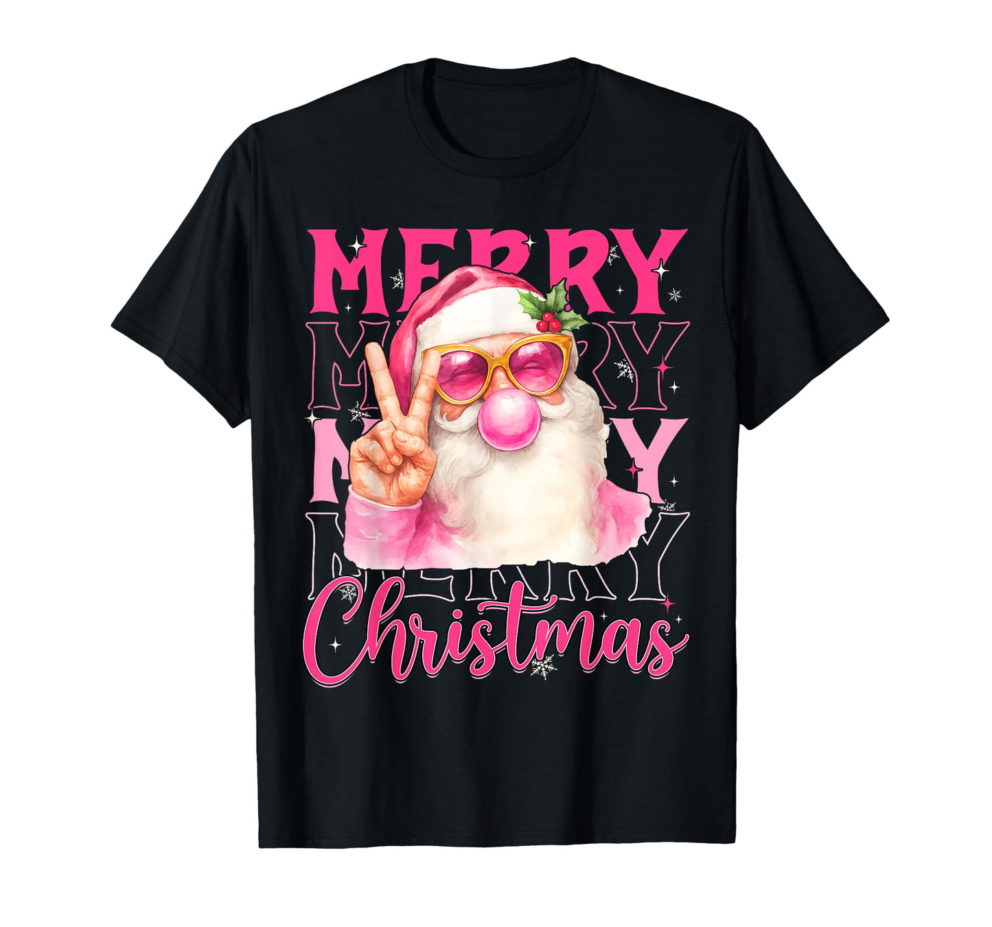 Merry Christmas Pink Santa Claus Bubblegum Men Women Kid T-Shirt