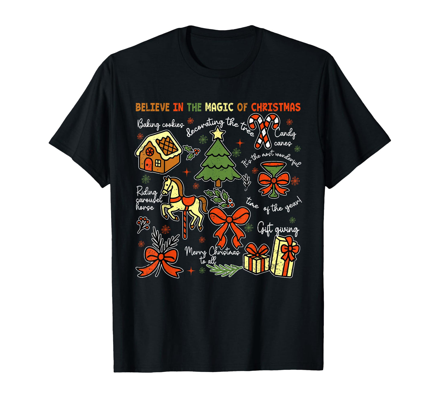Believe in The Magic of Christmas Santa Claus Xmas T-Shirt