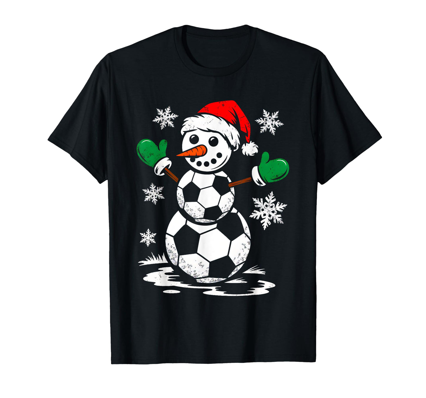 Soccer Santa Hat Snowman Xmas Funny Soccer Lover Christmas T-Shirt