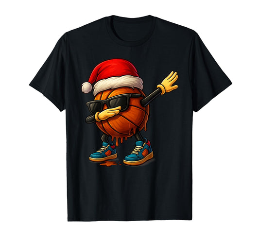 Dabbing Basketball Sunglasses Funny Christmas Tee Boys Gifts T-Shirt