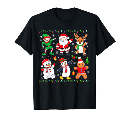 Dabbing Santa Elf Reindeer Funny Christmas Boys Girls Kids T-Shirt