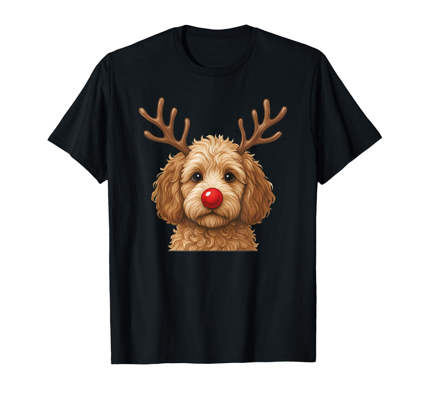 Cute Christmas Dog Poodle Deer Dog Lover Outfit T-Shirt