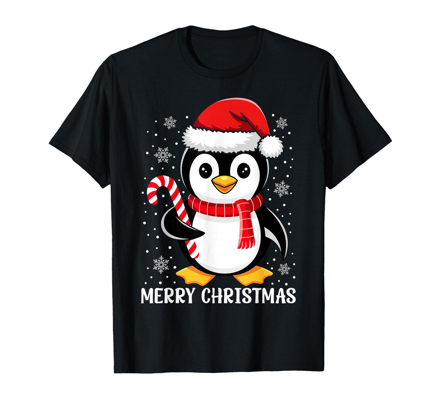 Merry Christmas Penguin Red Santa Hat Funny Xmas Pajamas T-Shirt