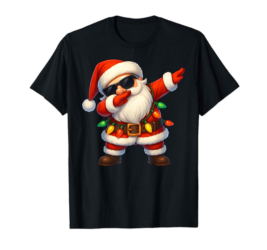 Dabbing Santa Christmas Lights Dab Xmas Girls Boys Kids T-Shirt