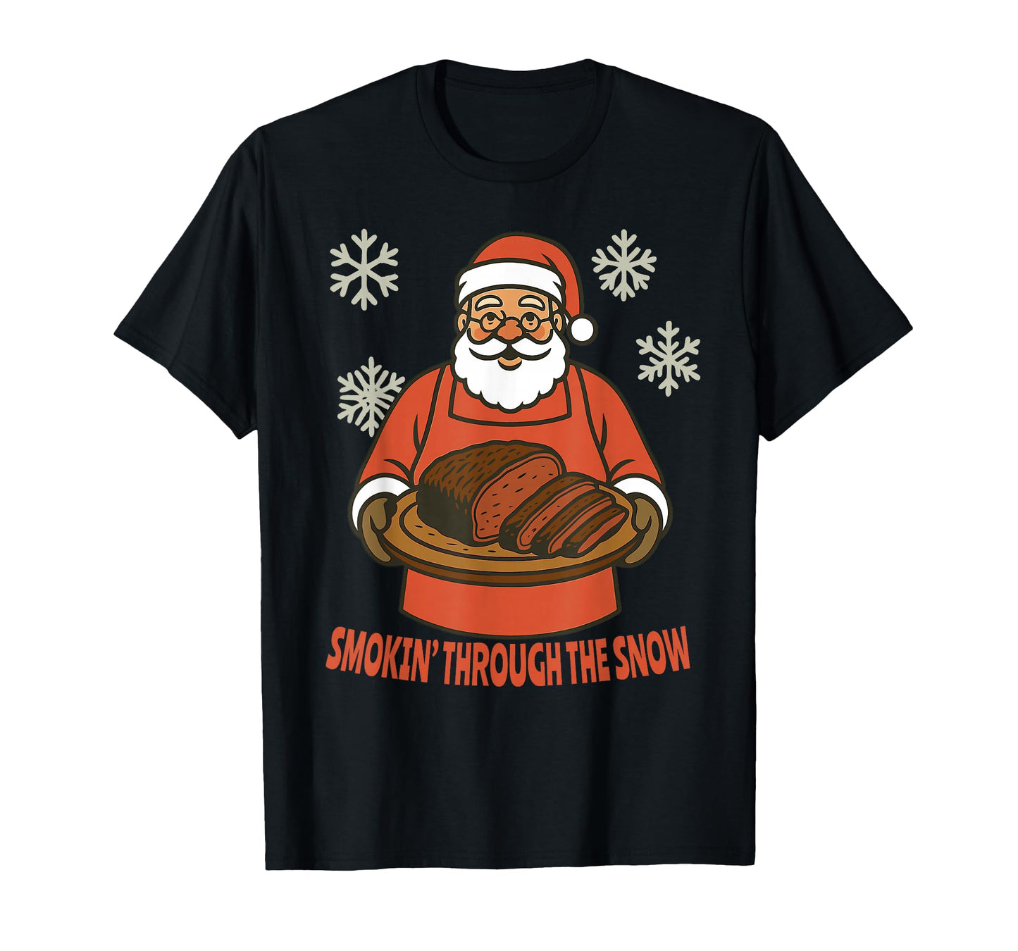 Funny Santa Smokin Brisket BBQ Christmas Holiday Party Humor T-Shirt