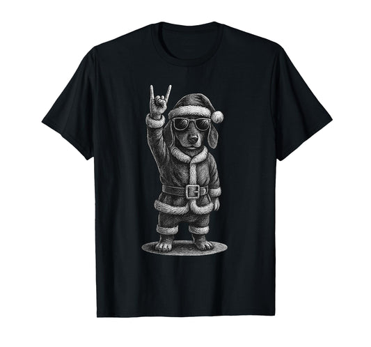 Dachshund Rock Music Christmas Dog Lover T-Shirt