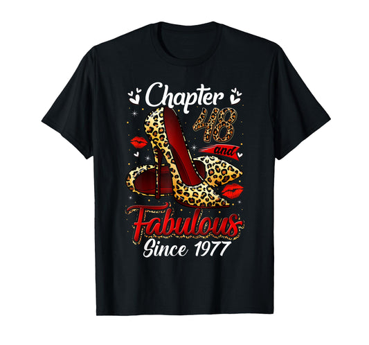 Chapter 48 Fabulous Since 1977 48th Leopard Birthday Queen T-Shirt