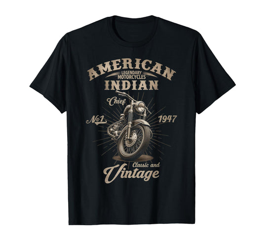 Retro American Motorcycle Indian For Old Biker T-Shirt