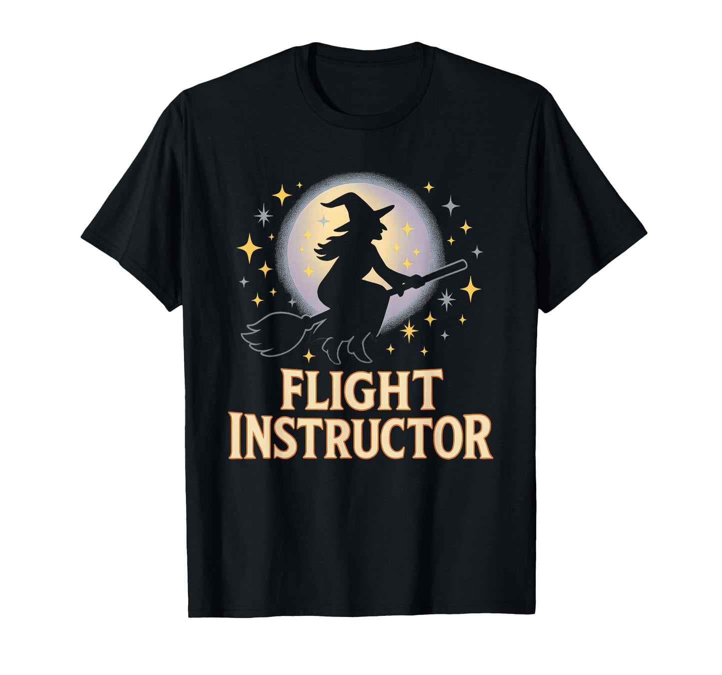 Flight Instructor Witch Riding Broomstick Funny Halloween T-Shirt