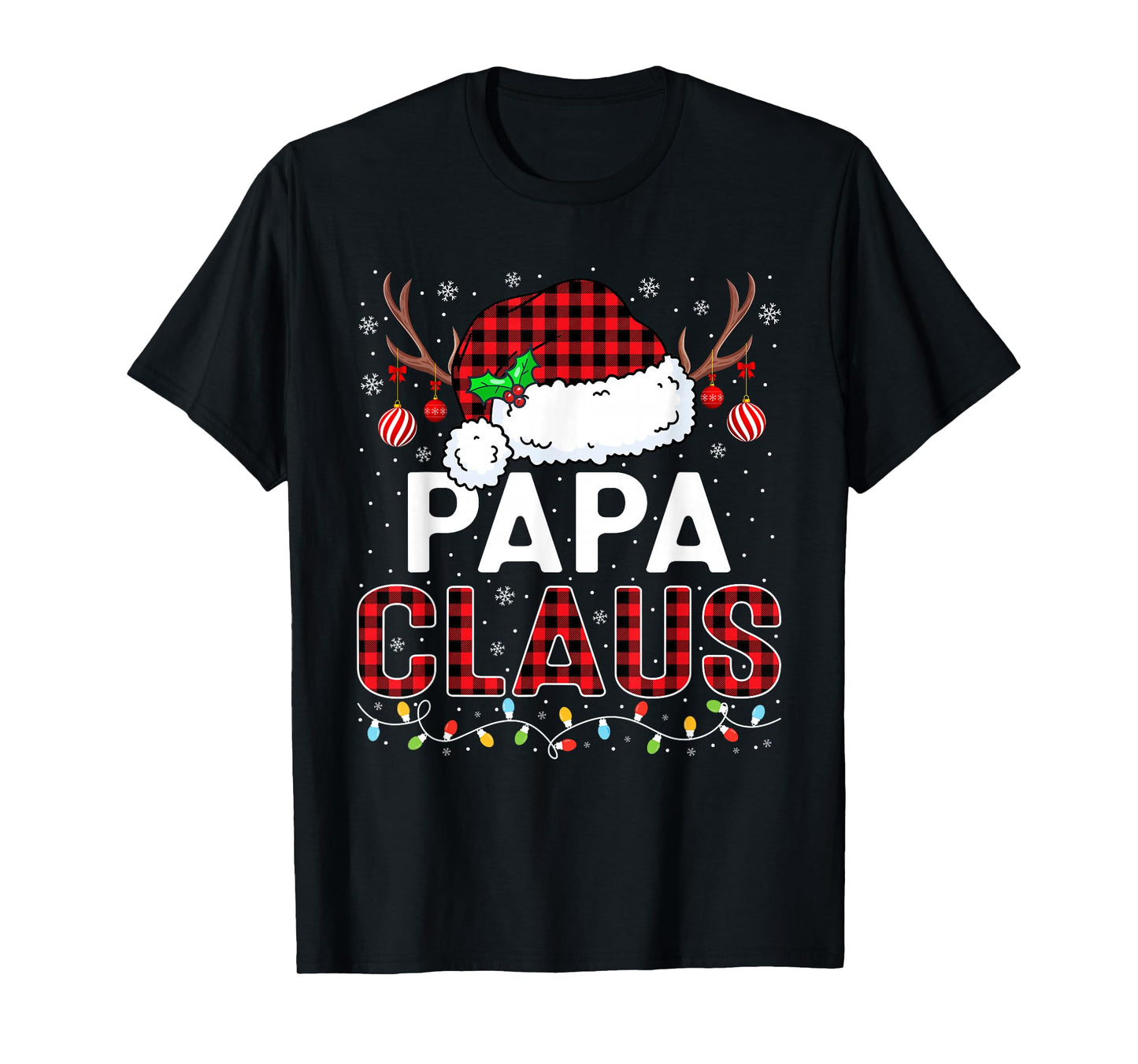 Christmas Lights Papa Claus Family Matching Xmas Pajama T-Shirt