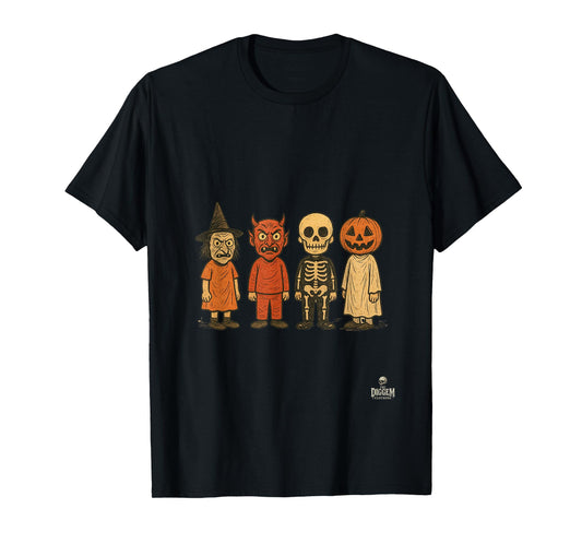 Vintage Halloween Kids in Classic Costumes T-Shirt