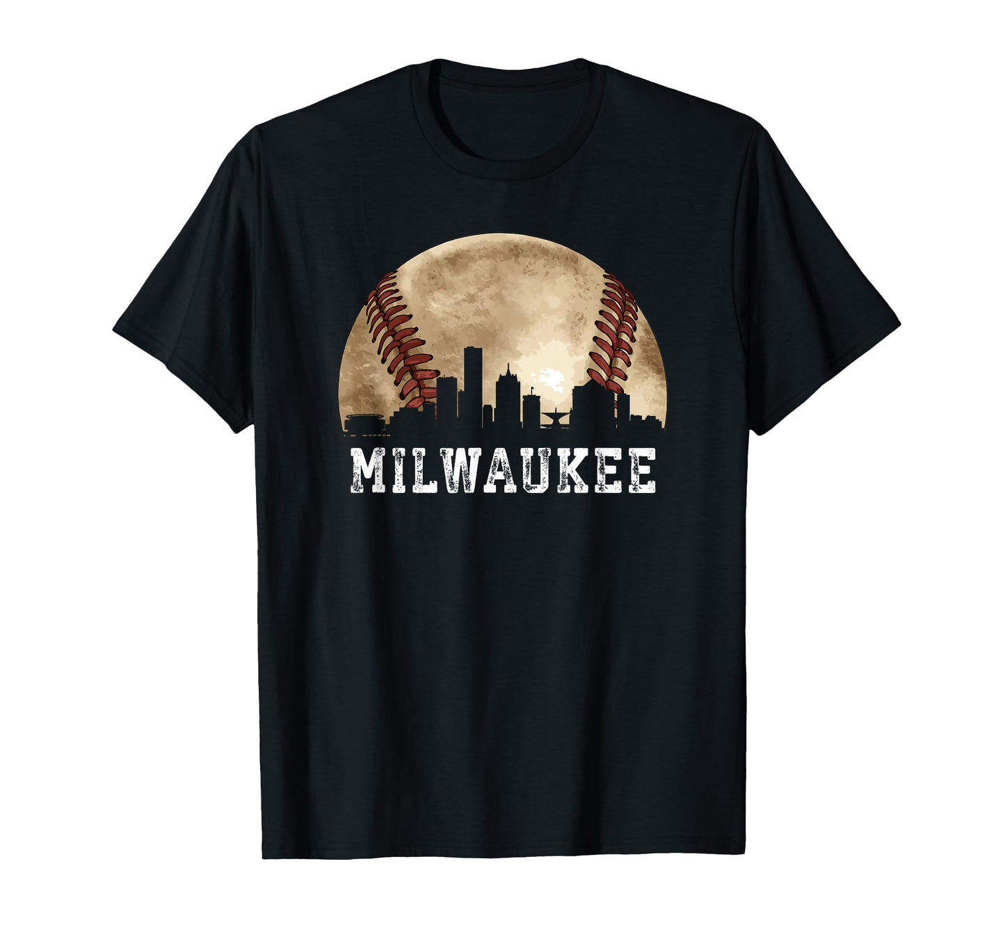 Milwaukee Skyline City Vintage Baseball Lover T-Shirt