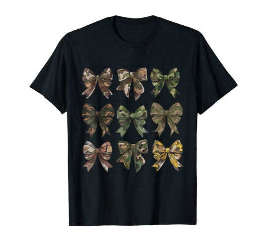 Camouflage Camo Bow Girls Camo Coquette Bow Hunting Women T-Shirt