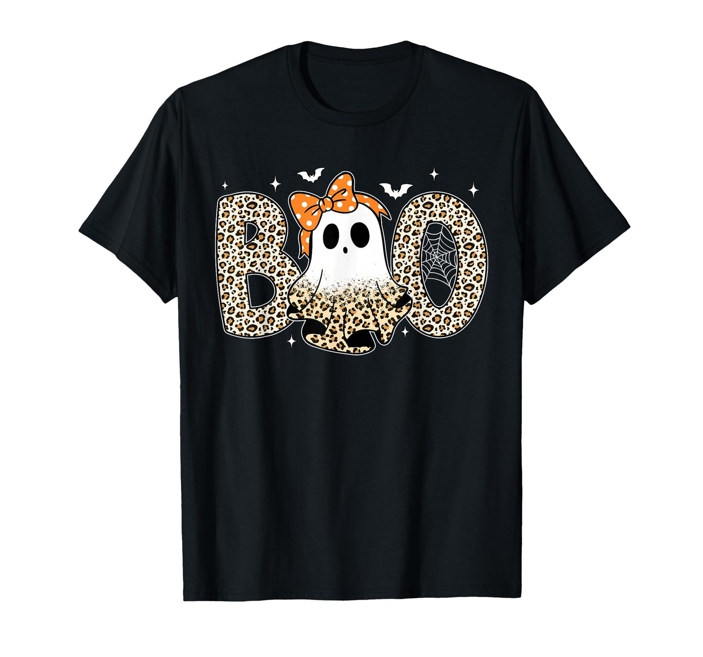 Preppy Coquette Bow Leopard Boo Ghost Halloween Women Kids T-Shirt