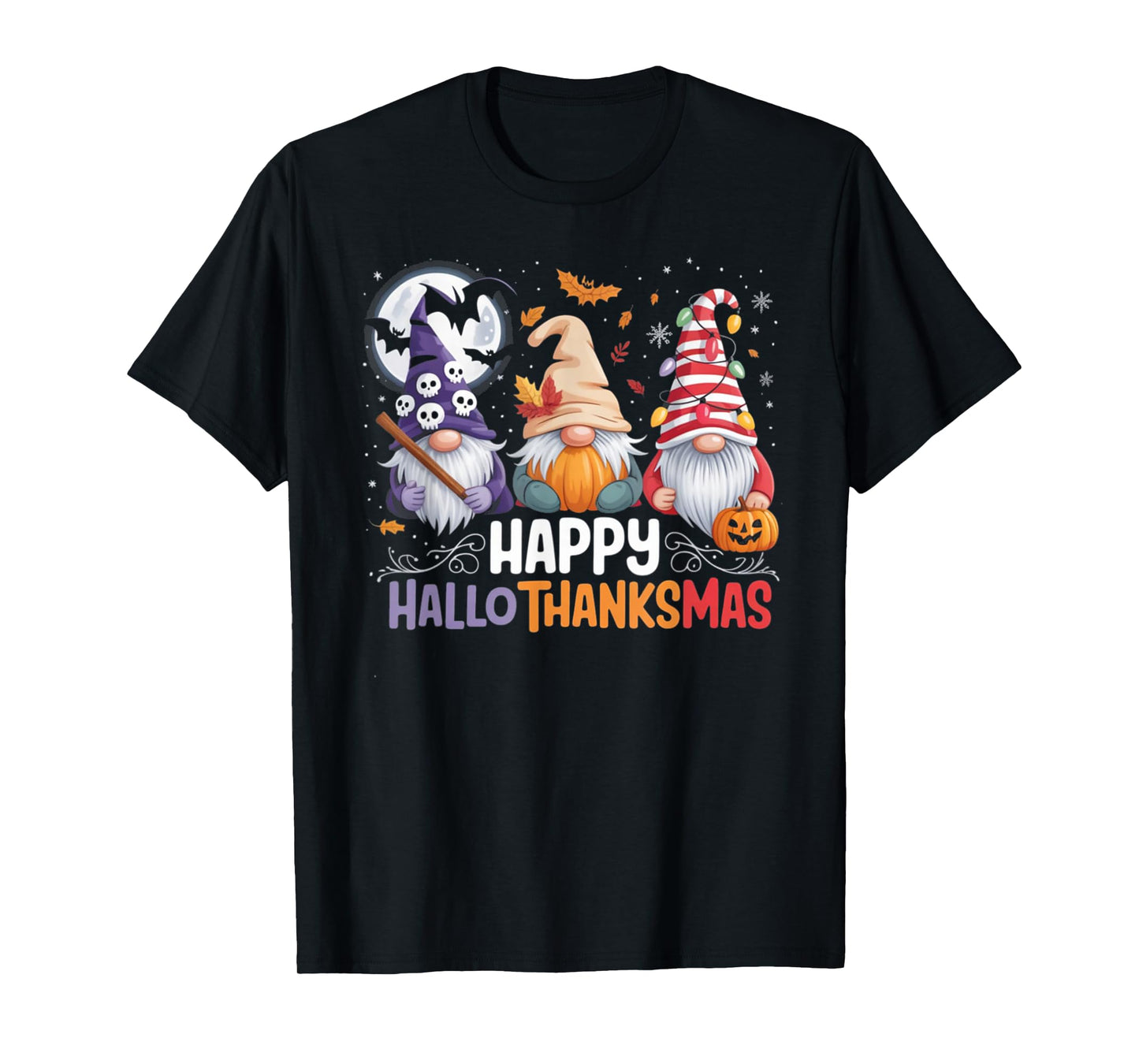 HalloThanksMas Gnomes Halloween Thanksgiving T-Shirt