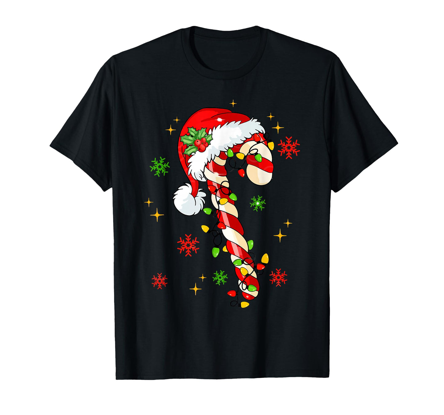 Funny Candy Cane Christmas Santa Hat Kids Toddler Women Men T-Shirt