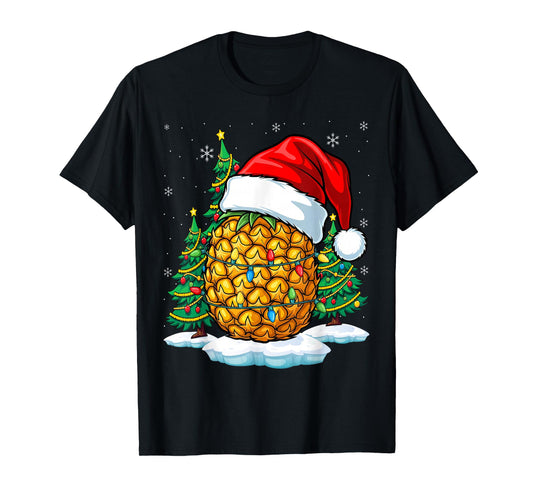 Family Hawaiian Christmas Pineapple Santa Tree T-Shirt
