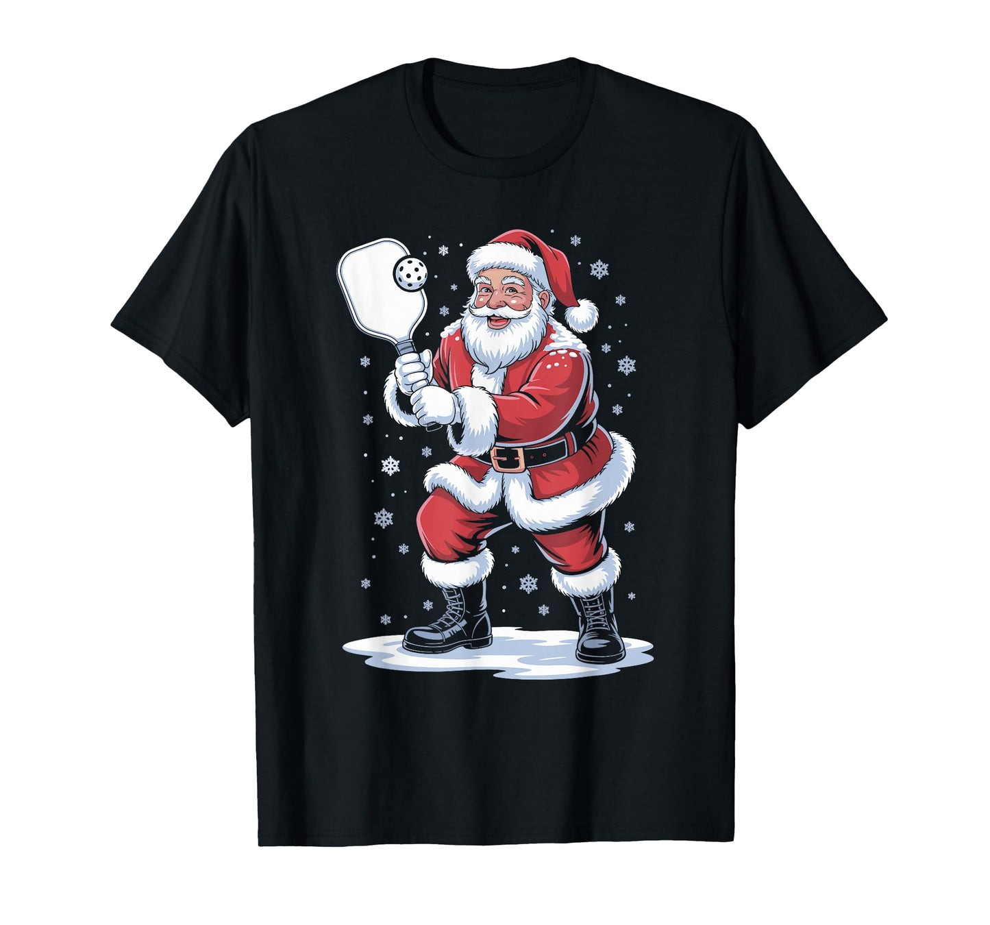 Santa Claus Pickleball Player Christmas Paddle for Men Women T-Shirt