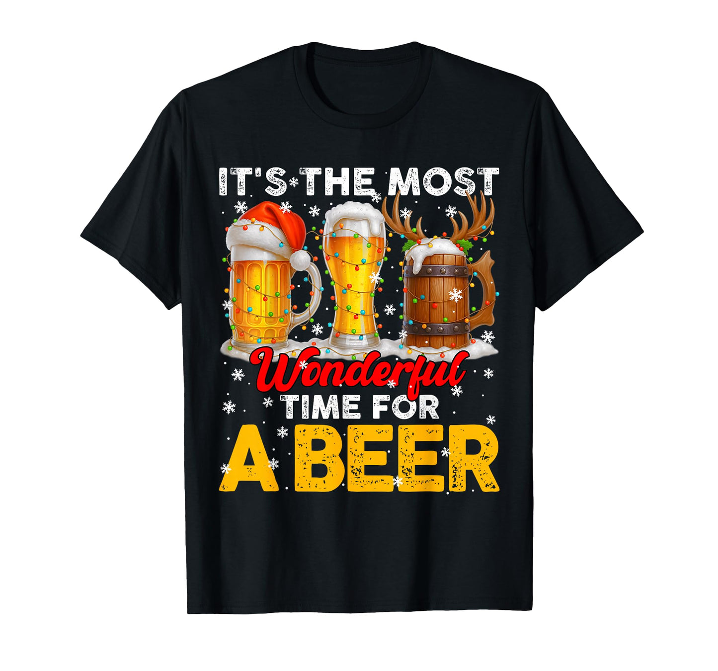 Wonderful Time for A Drink Santa Hat Christmas Xmas Men T-Shirt