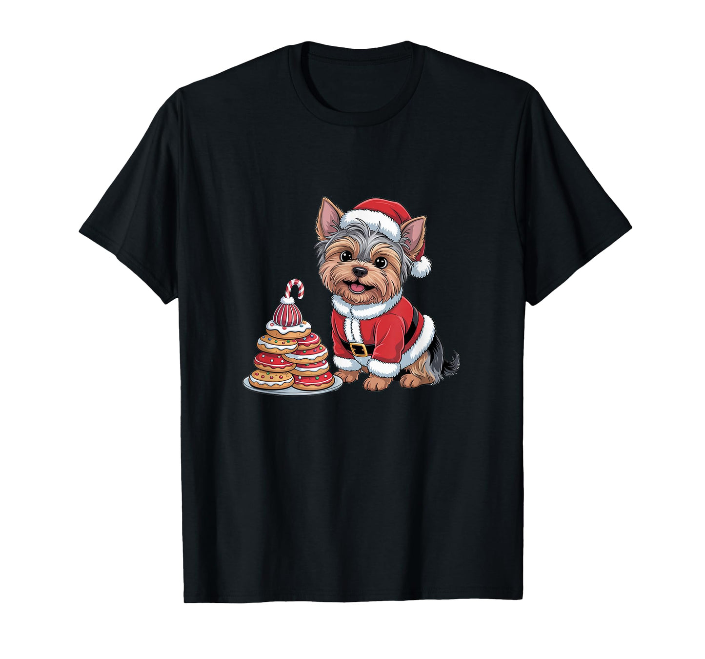 Yorkshire Terrier Funny Christmas Dog Lover Cute Santa Humor T-Shirt