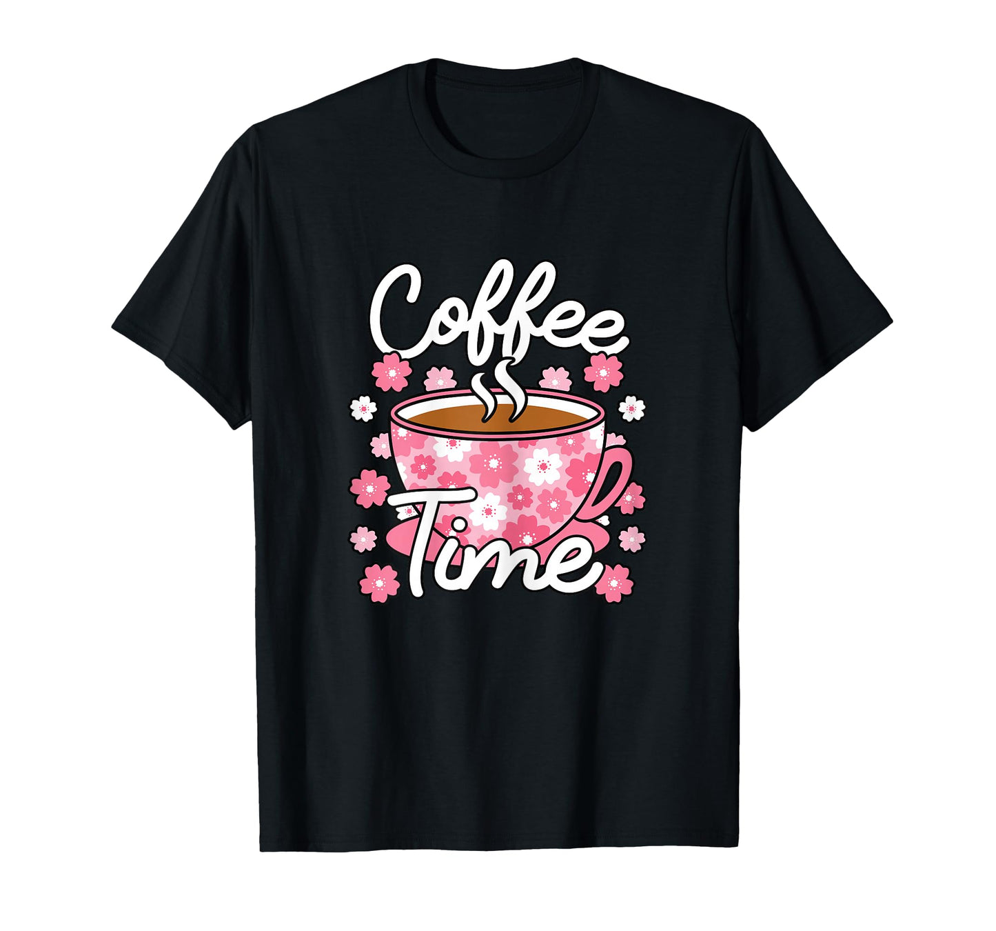 Cute Coffee Time Pink Coffee Lover Women T-Shirt