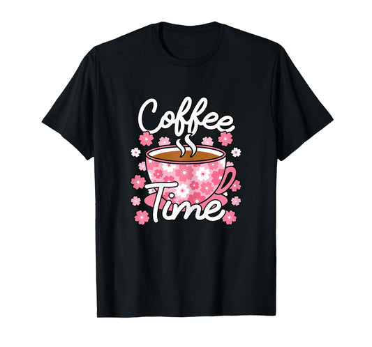 Cute Coffee Time Pink Coffee Lover Women T-Shirt