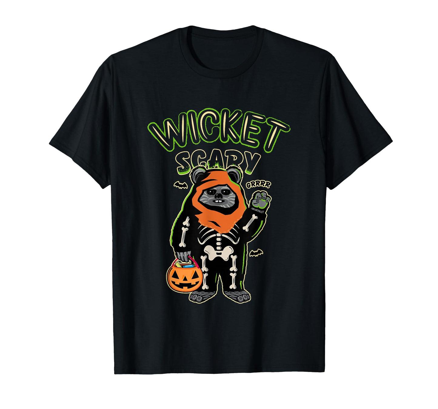Star Wars Halloween Wicket Scary Ewoks Grrr Big Chest Logo T-Shirt