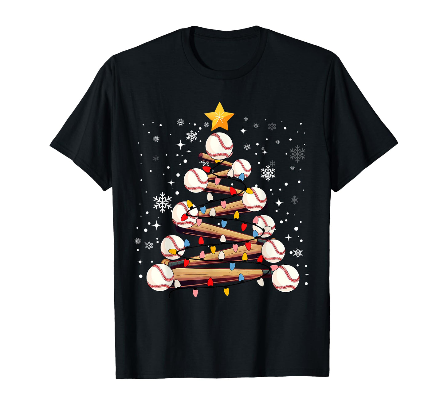 Baseball Christmas Tree Light Xmas Baseball Boys Kids T-Shirt