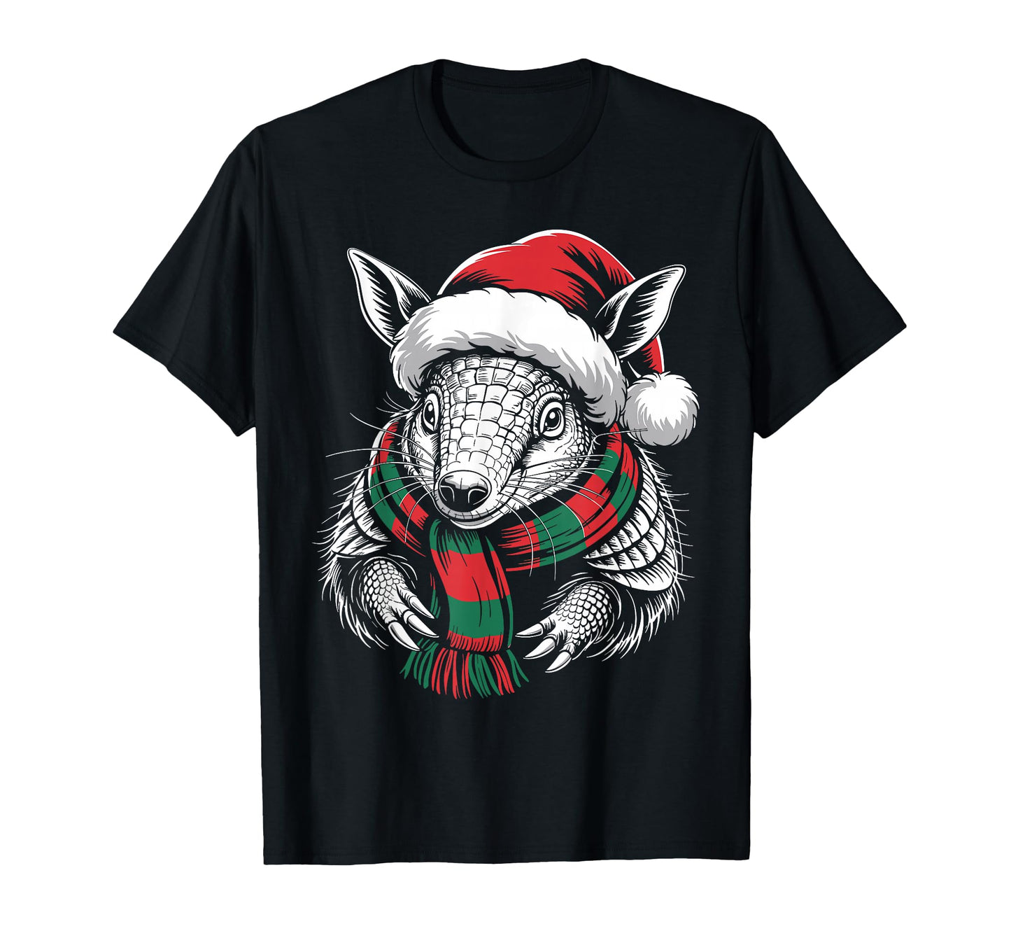 Armadillo Xmas Santa Hat Scarf Christmas Costume T-Shirt