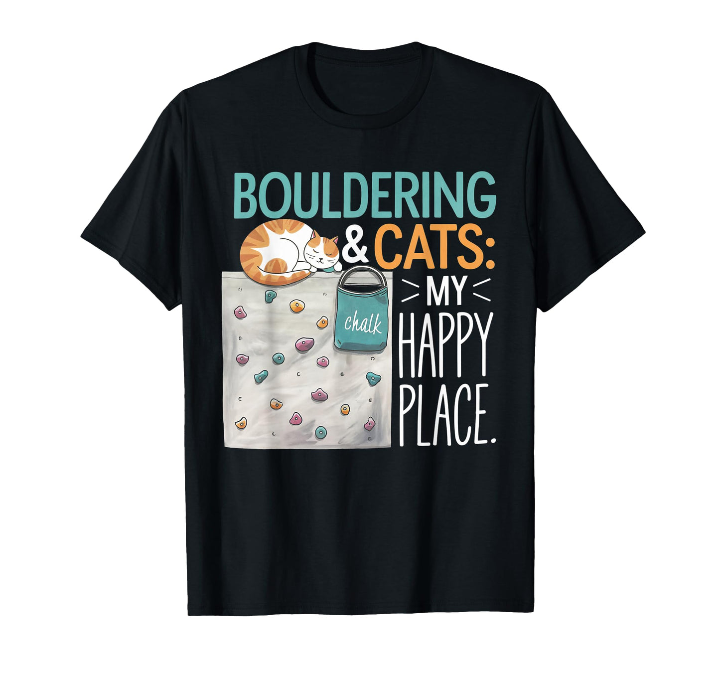 Funny Bouldering Cat – Rock Climbing & Cat Lover Design T-Shirt for Men Women Kids