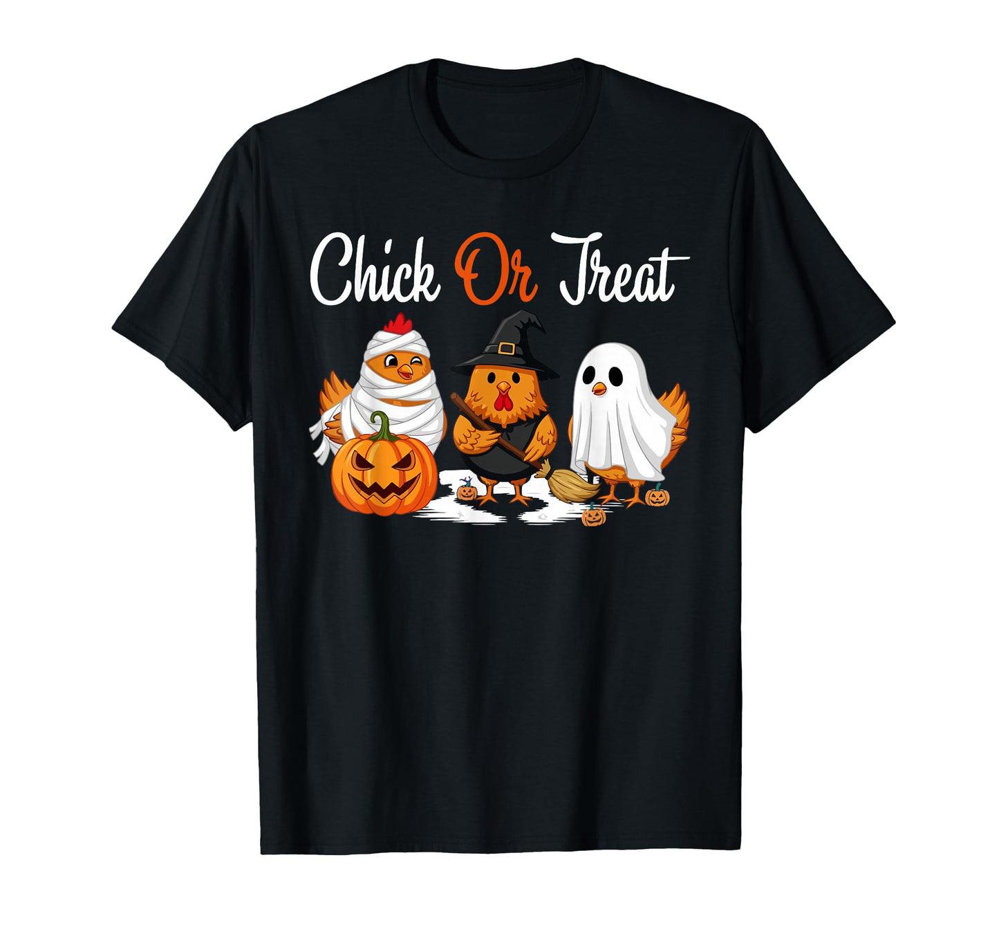 Chick Or Treat Chickens in Witch Ghost Costume Halloween Day T-Shirt