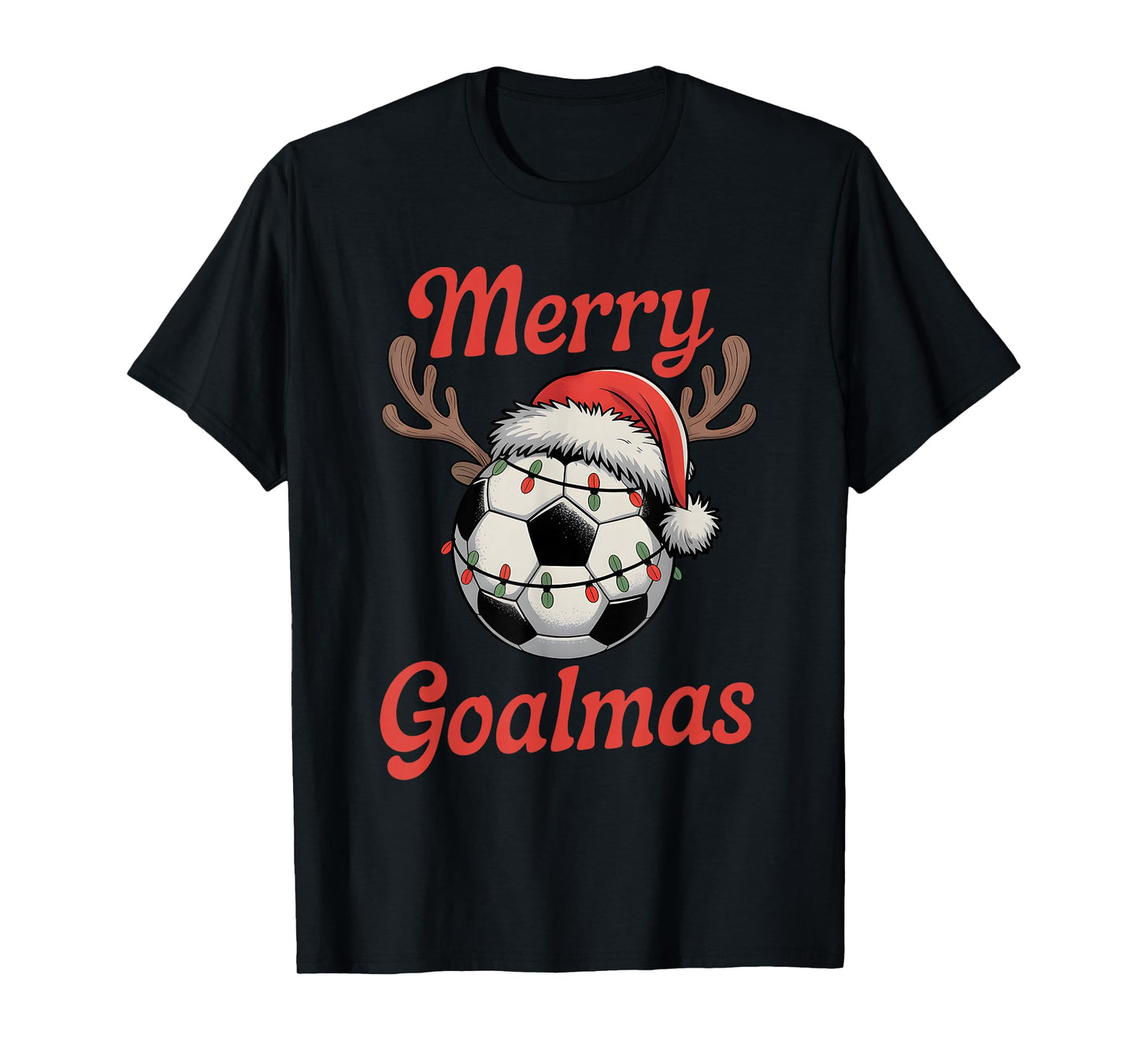 Merry Goalmas Christmas Funny Santa Soccer Ball Reindeer T-Shirt