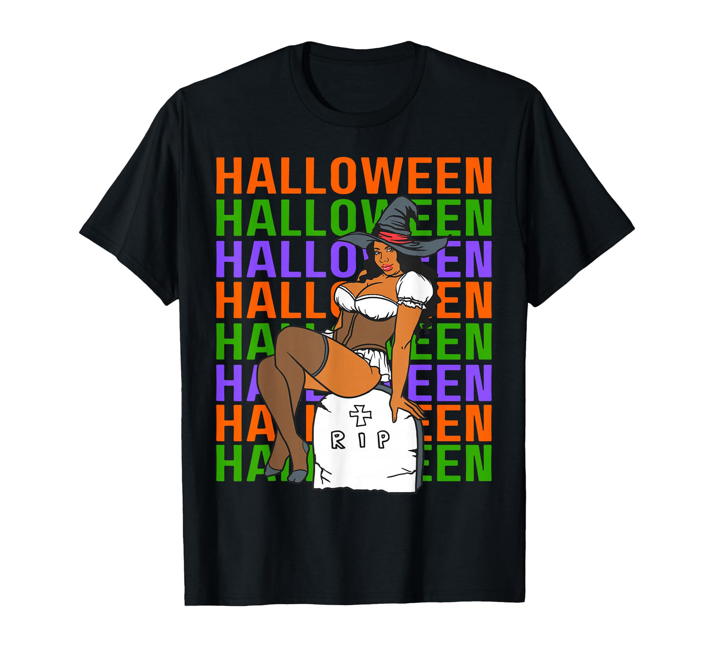 Funny Melanin Halloween Black Girl Magic Scary Blood Costume T-Shirt