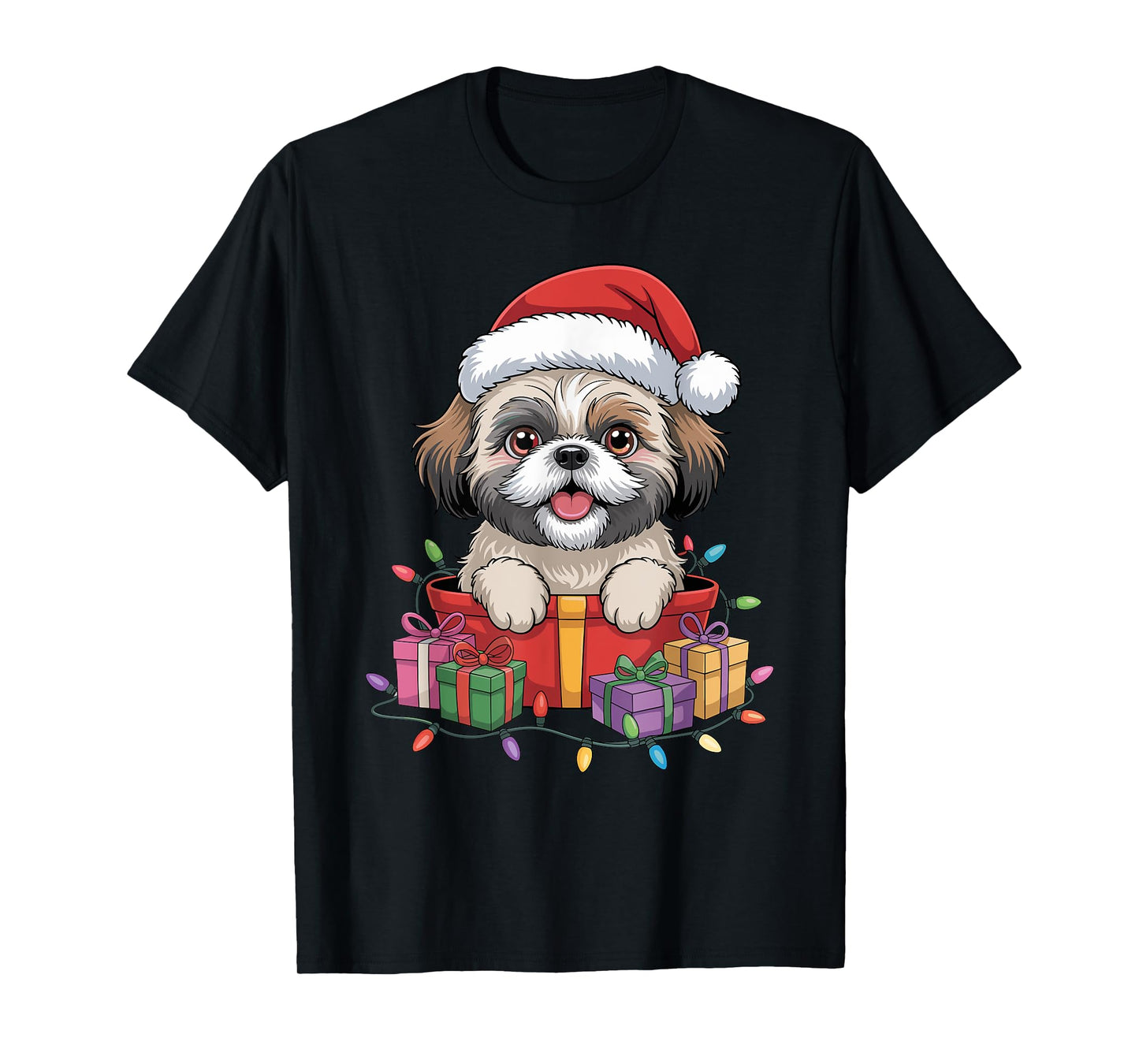 Cute Shih Tzu Christmas Xmas Design Funny Dog Lover Holiday T-Shirt