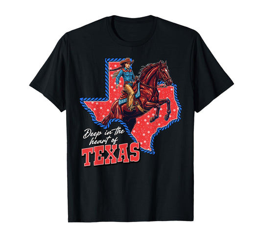 Deep in the Heart of Texas Cowgirl State Pride Cowboy T-Shirt