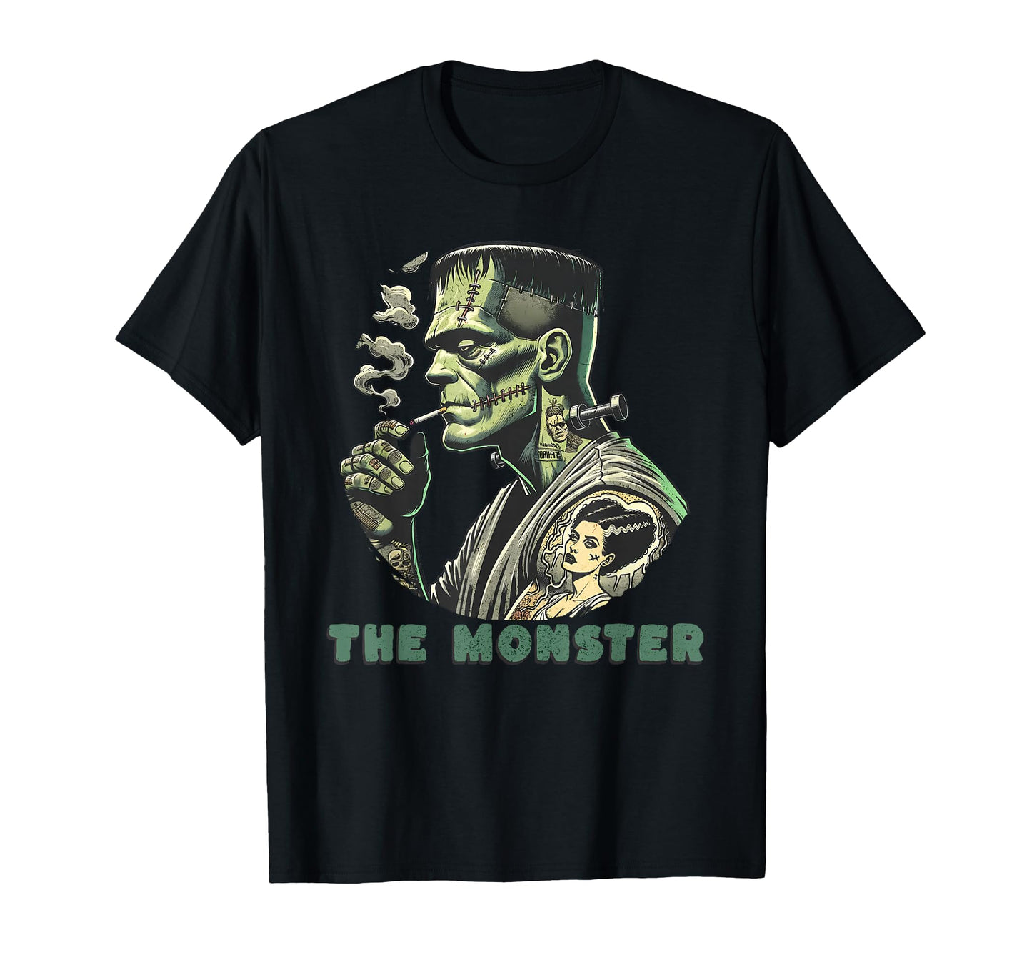 Funny The Bride The Monster Frankenstein Spooky Halloween T-Shirt
