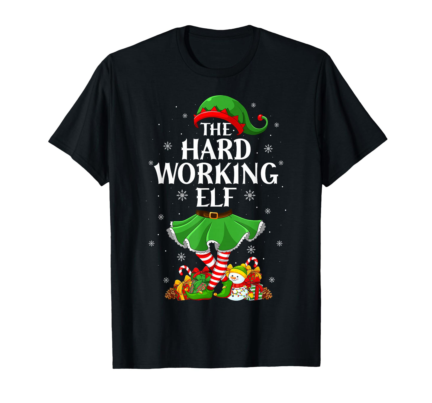 Hard Working Elf Christmas Family Elf Squad Xmas Girls Women T-Shirt