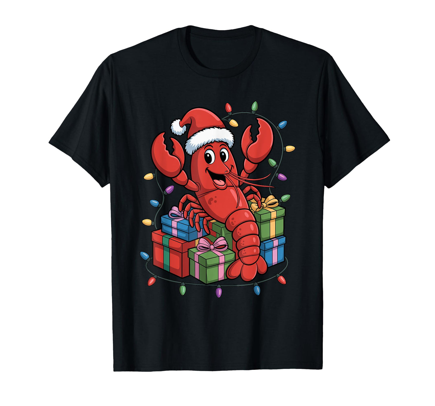 Lobster Santa Hat Foodie Seafood Lover Ugly Christmas Pajama T-Shirt
