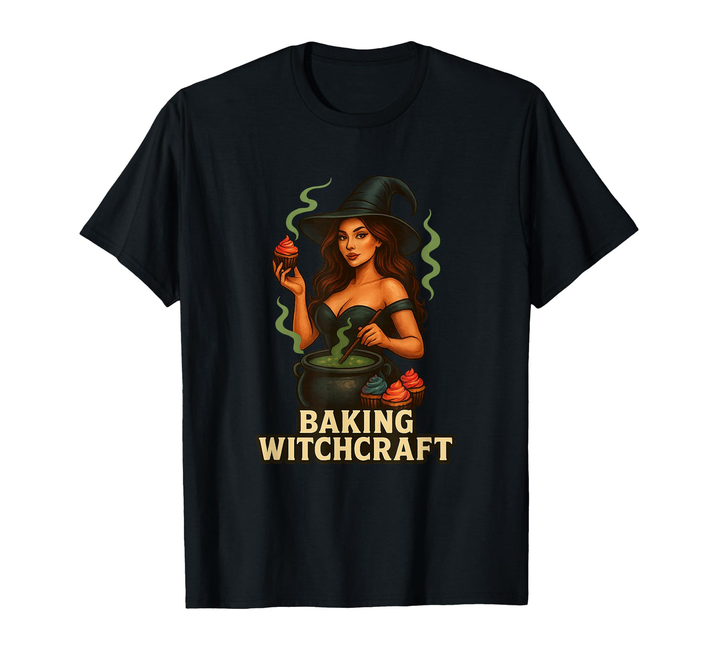 Witch Baking Cupcakes Cauldron Magic Spell Cooking Wiccan T-Shirt